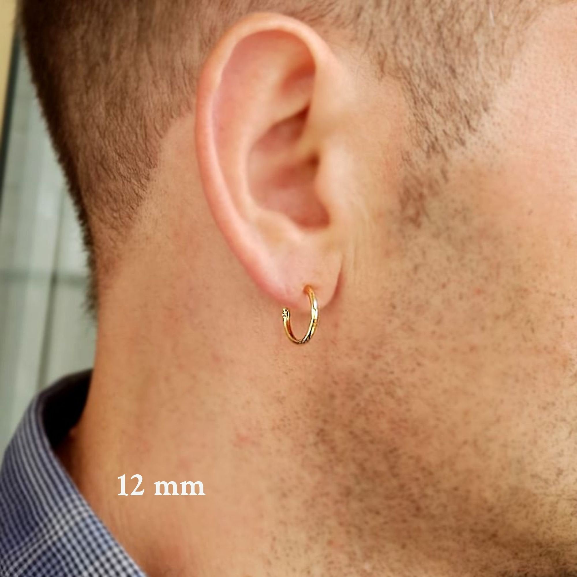 Mens Hoop Earrings - Sterling Silver Mens Earrings 10mm / Gold Filled