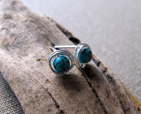 Spiny oyster copper Turquoise stud earrings