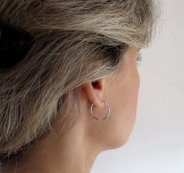 Much More Silver Oxidized Unisex Hoops Earrings
