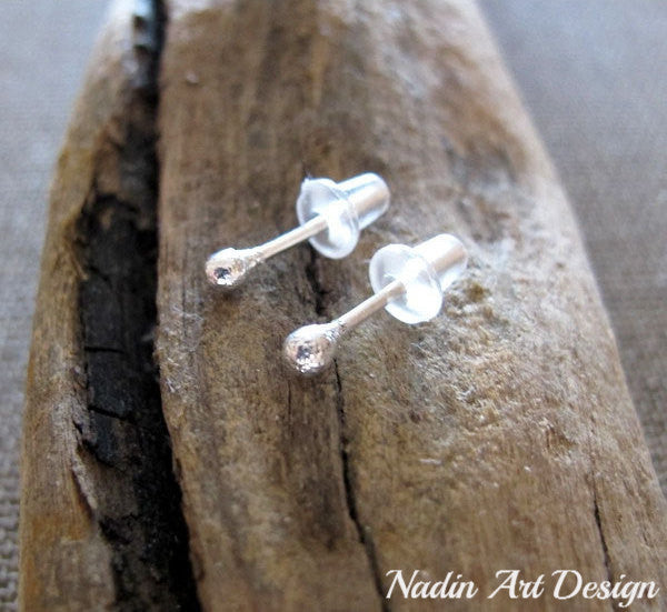 Ridged Bar Studs - Sterling Silver – Dandelion Jewelry