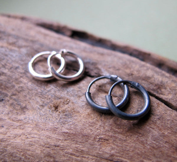 Small Hoops for men - Huggie hoop earrings - Mini Hoops - Minimalist -  Nadin Art Design - Personalized Jewelry