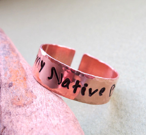 Hammered Copper Ring Any Size Handmade Unique Jewelry - Spiritual