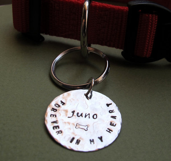 Dog Tag Charm Leather Keychain