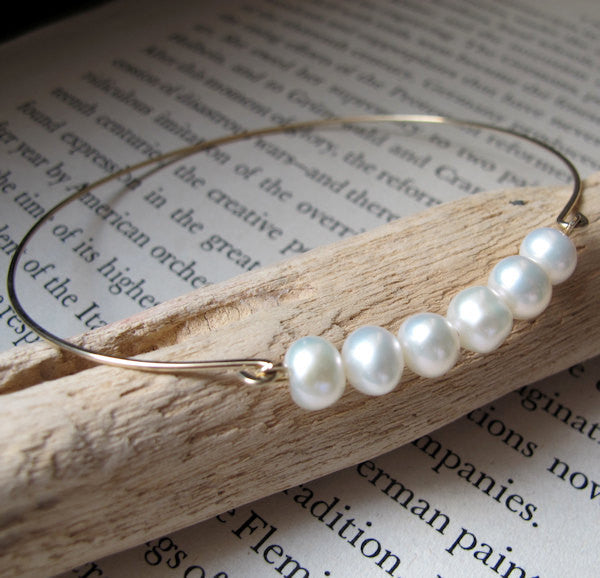 Gold Filled Fresh Water Pearl Bar Bracelet — Alison Kelley Designs