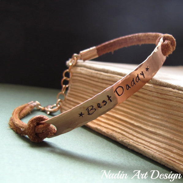 Signature Leather Bracelet Mens Personalized Gift for Husband Father  Boyfriend