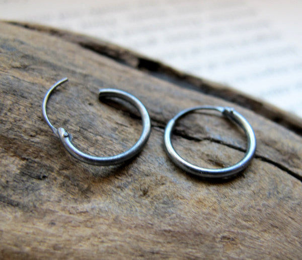 3 rings, Black-stone, pure silver Earrings – Shilphaat.com