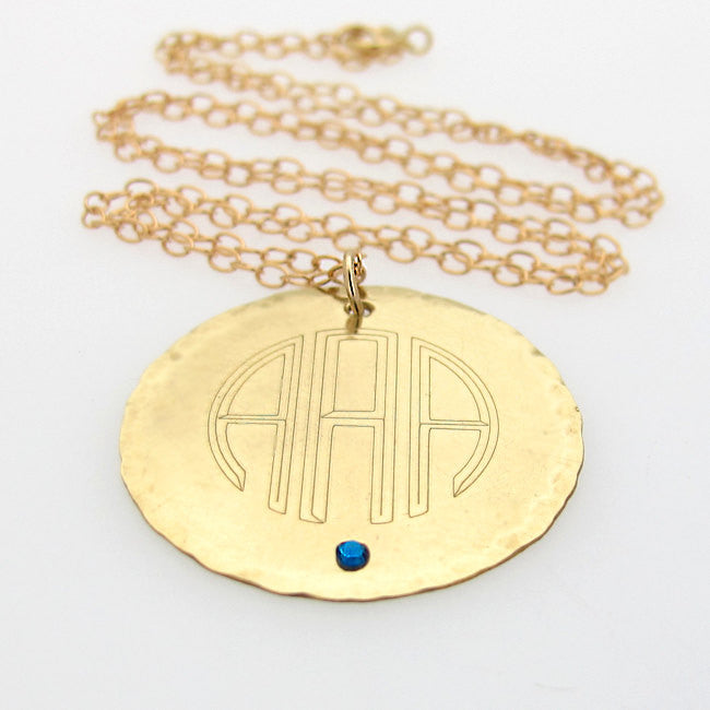 Monogram Engraved Pendant Necklace