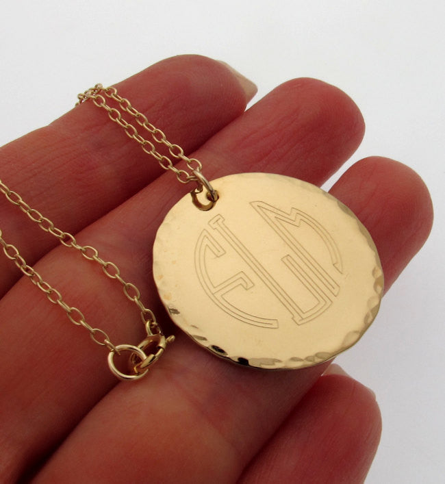 Monogram Engraved Pendant Necklace