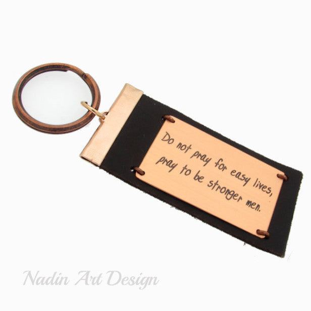 New Town Creative Personalized Black Leather Key Chain - Best Gift for Dad,  Father, Boyfriend, Groomsmen, Men (Black Keychain Only)