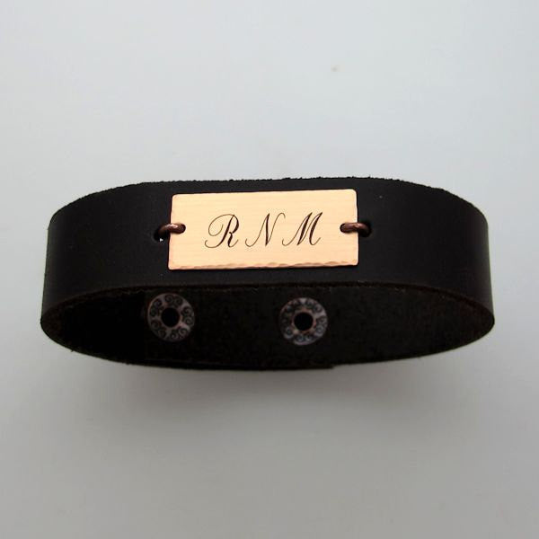 Men's Leather Bracelet with Initials