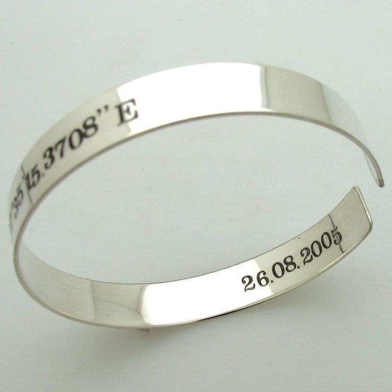 Latitude longitude bracelet on sale sterling silver