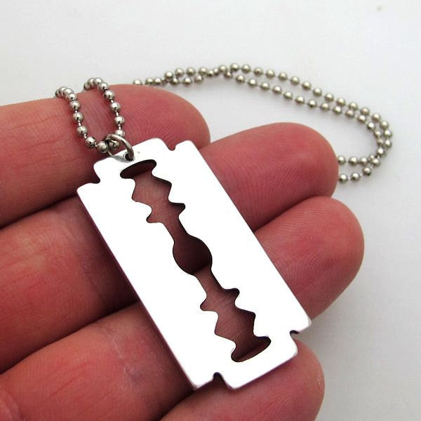 Razor Blade Pendant Chain Choker Necklace