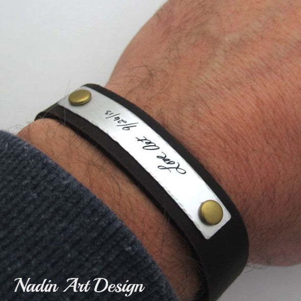  Anniversary Gift for Men - Custom Leather Bracelet