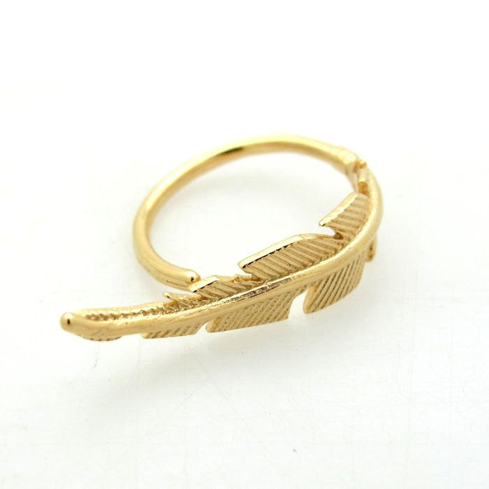 Adjustable Feather Gold Ring