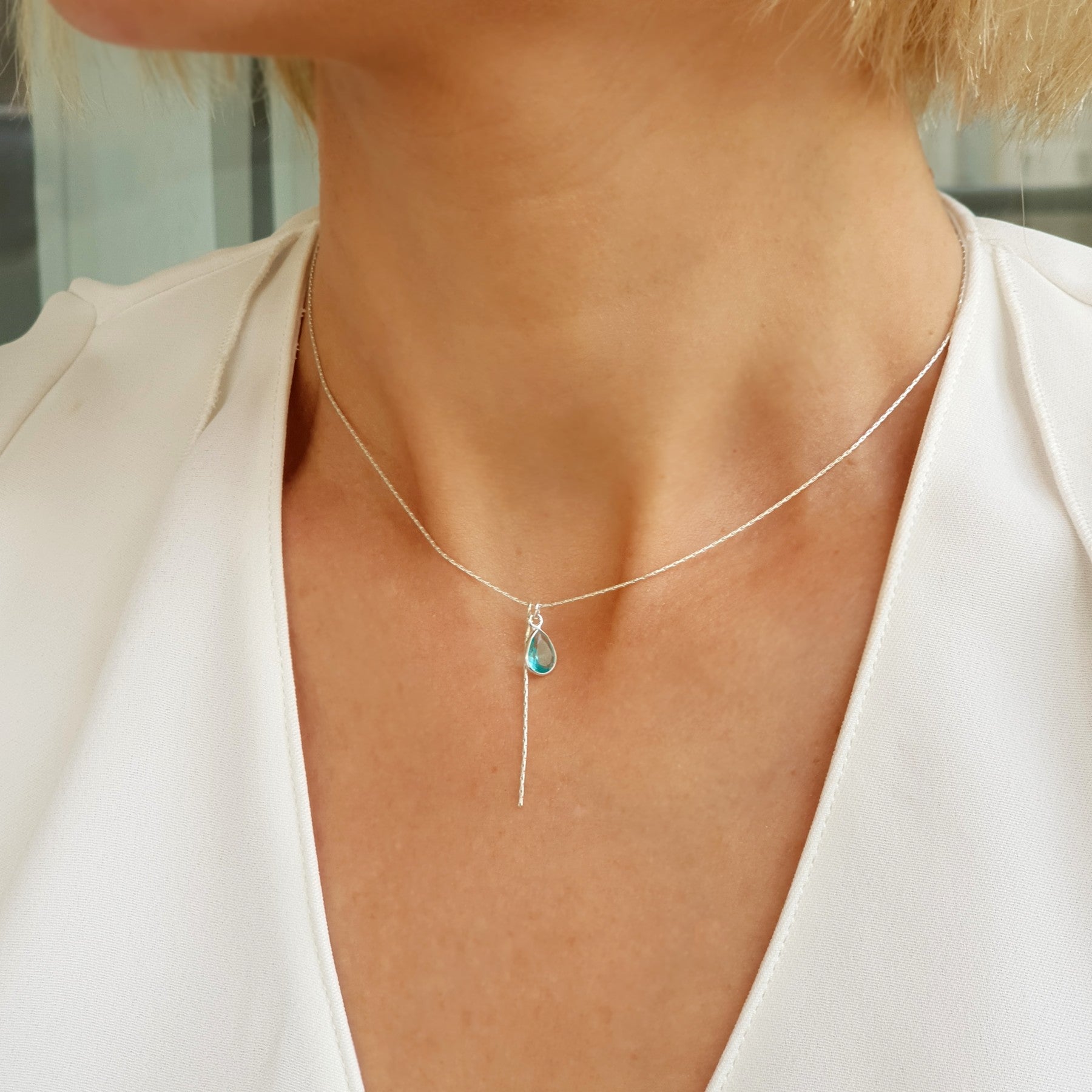Aquamarine Stone Necklace | En Route Jewelry